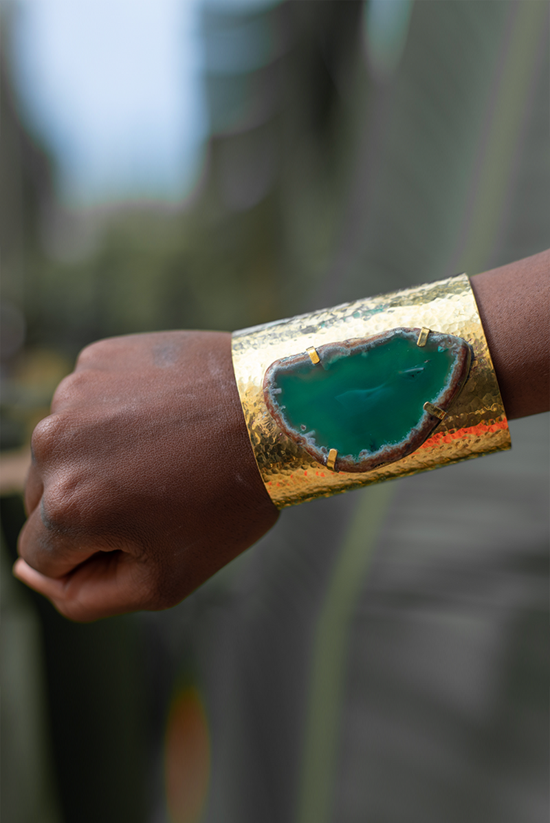 Turquoise Brass Agate Cuff