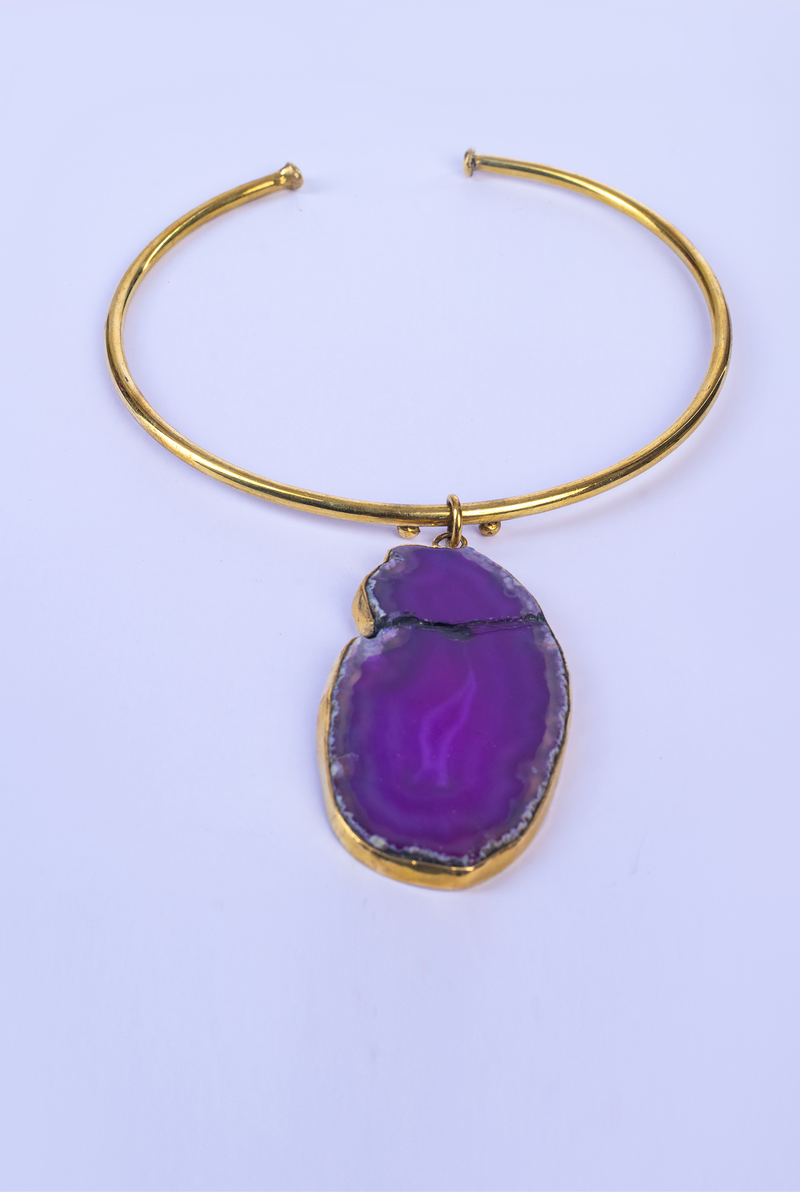 Agate Brass Choker