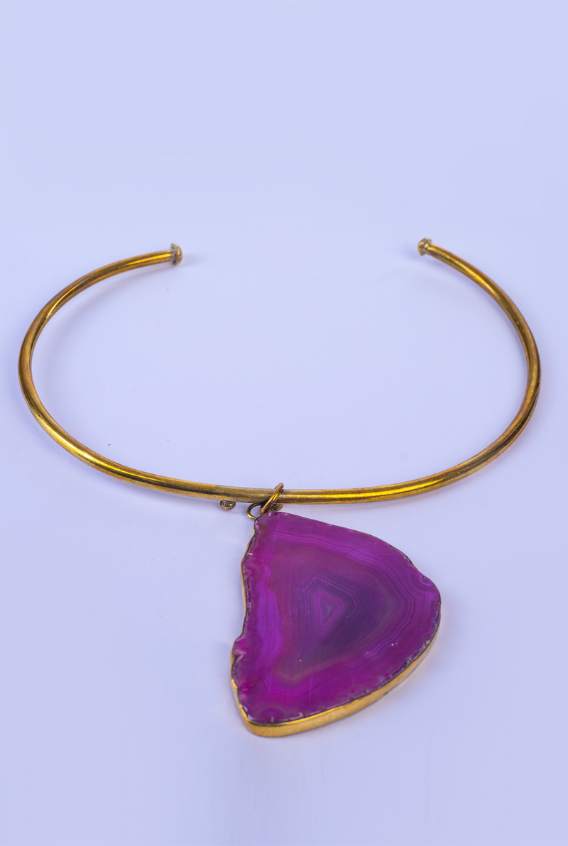 Agate Brass Choker