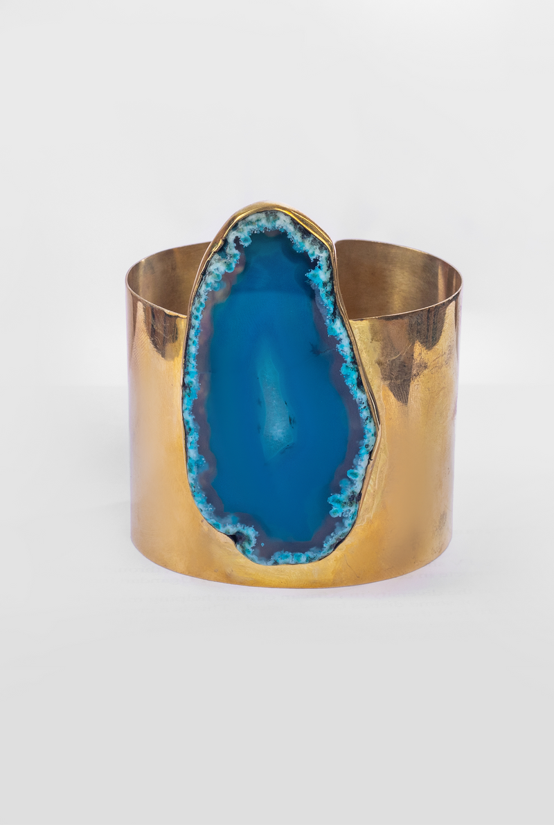 Agate Brass Cuff Overlay