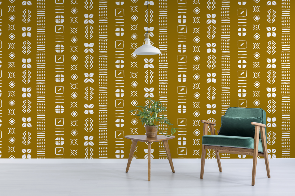 Mustard Mudcloth - Peel & Stick Wallpaper