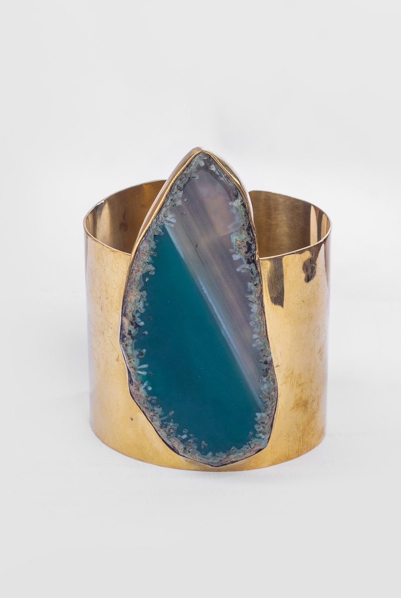 Agate Brass Cuff Overlay