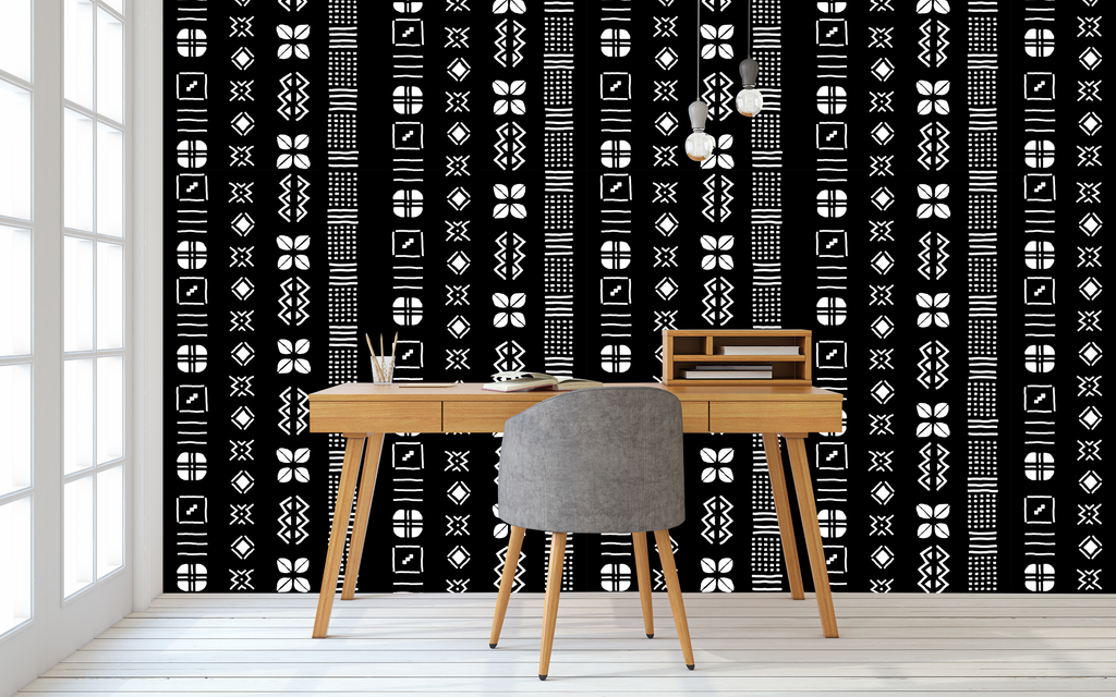 Noir Mudcloth Wallpaper - Peel & Stick Wallpaper