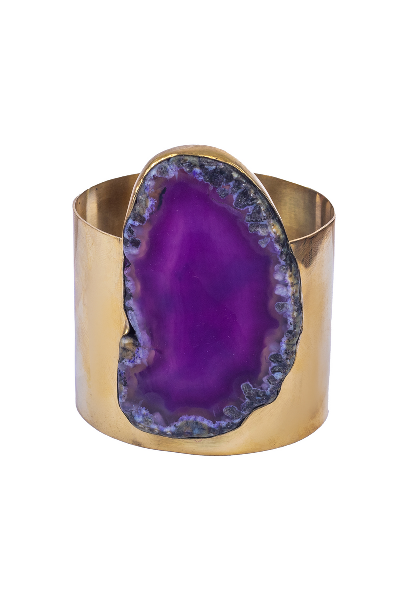 Agate Brass Cuff Overlay