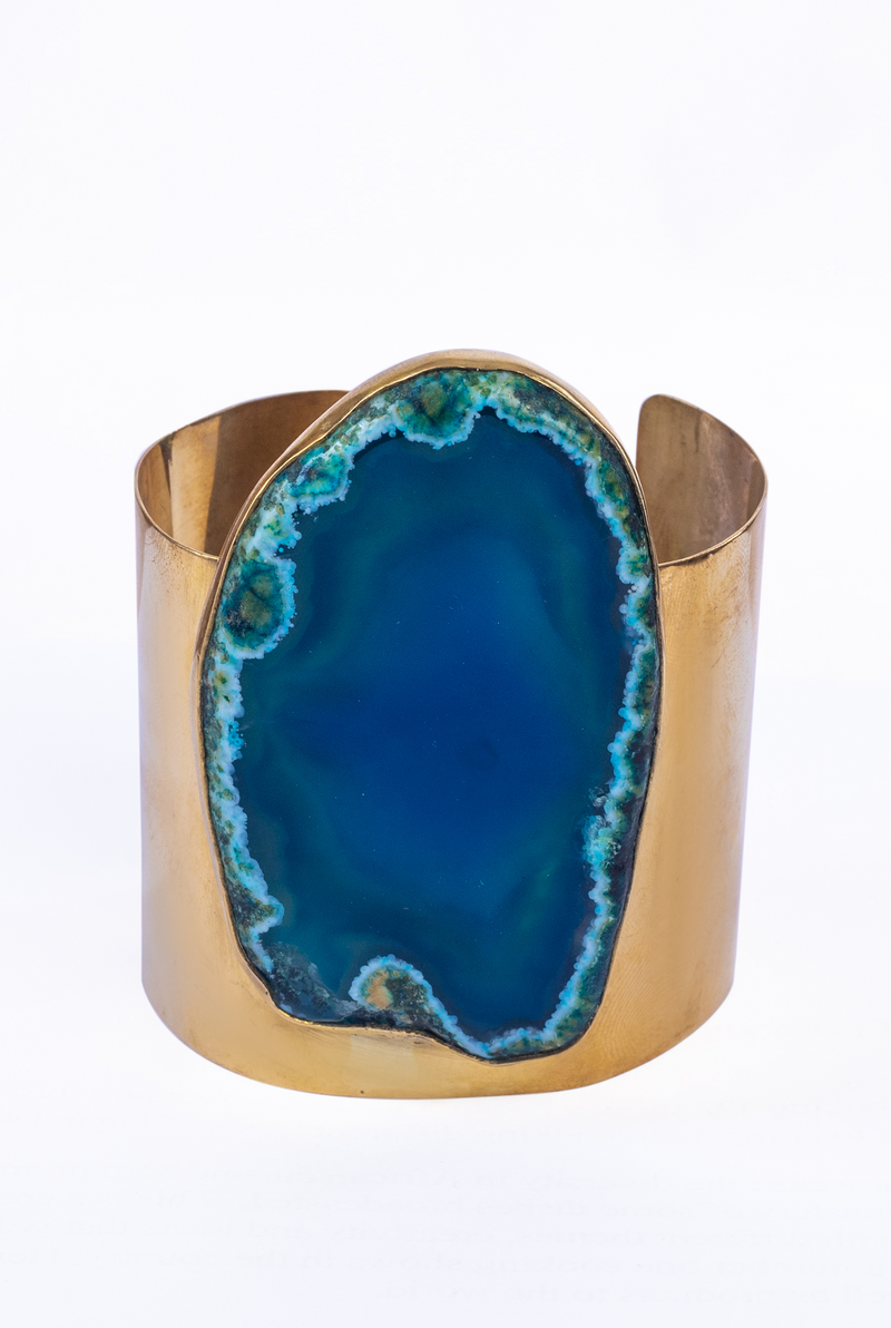 Agate Brass Cuff Overlay