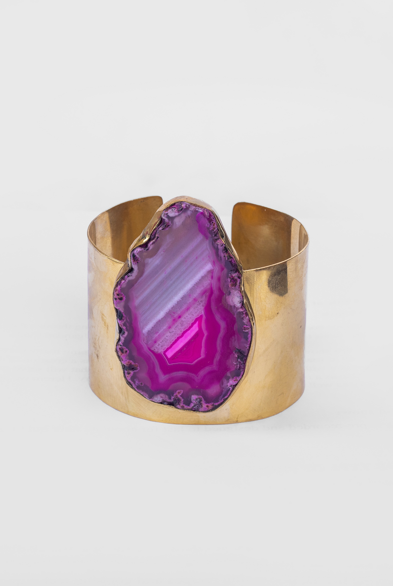 Agate Brass Cuff Overlay